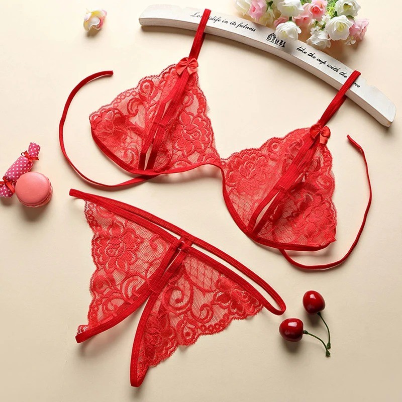 Open Crotch Transparent Lingerie Set